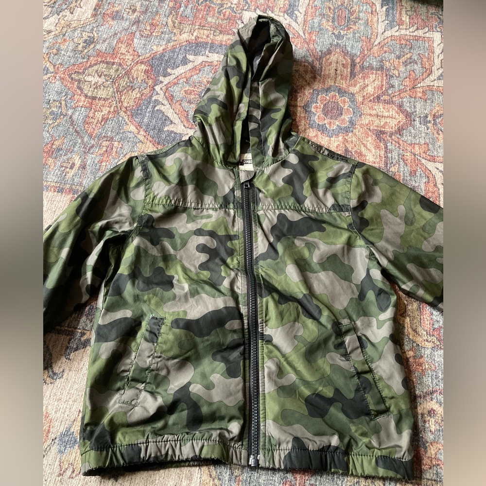 Boys Gymboree Camo Rain Jacket/Wind Breaker, Size 5/6